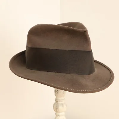 Vintage Adam Fifth Ave Quality Butter Soft Fedora Hat Cap 6 7/8 Small USA • $39.99