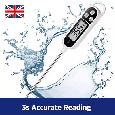 Digital Food Thermometer Temperature Probe Kitchen Cook Meat BBQ Milk Steak • £3.05