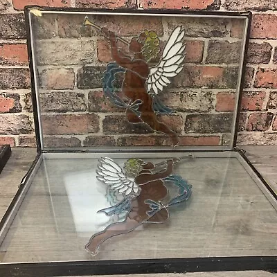 Double Glazed Leaded Stain Glass X 2 Cherubs With Wings  22x14.5”￼ • £89.99