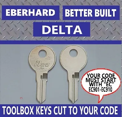 Better Built Eberhard Delta ToolBox Keys Spare Keys Key Cut To Code EC901-EC910 • $13.49