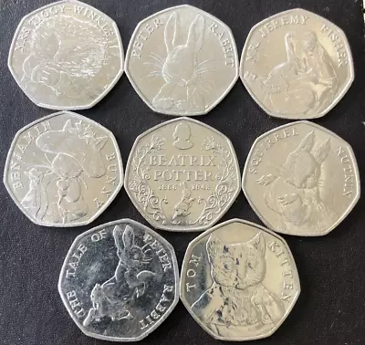 £14 • Buy X8 Different Beatrix Potter 50p Coins From Sealed Bags 50 Pence Coin Bundle/lot