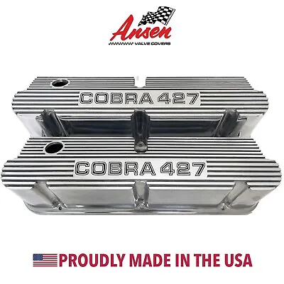 Ford Cobra 427 SBF 351W Pentroof Polished Tall Valve Covers - Finned Ansen USA • $325
