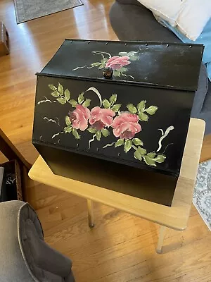 Vintage Retro 50’s “Farmhouse” Hand Painted Ransburg Black Metal Bread Box • $36.50