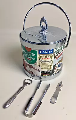 Vintage 1970s Decorative Retro ICE BUCKET With Tools Bar Mancave Alcohol Drinks • $35.82