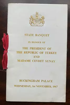 Antique Royal State Banquet Menu Hosted By Queen Elizabeth At Buckingham Palace • £19.99