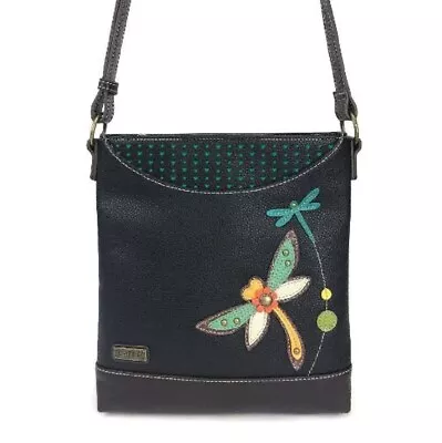 Chala Magestic Dragonfly Sweet Messenger Bag Purse Handbag Black Faux Leather • $62