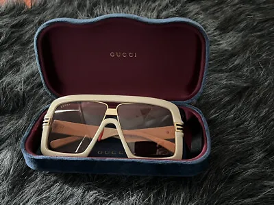 $650 • Buy Gucci Eyewear Logo-debossed Square-frame Sunglasses PINK &cream$RRP900