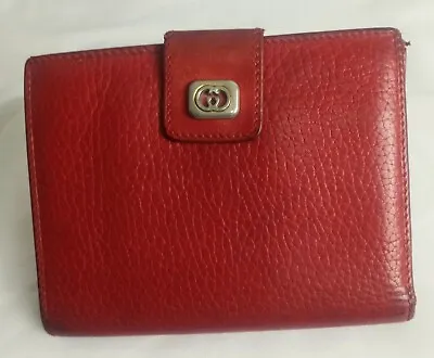 Vintage Gucci Bifold Red Soft Leather Wallet #035.001.0087 • $80