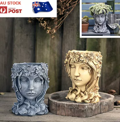 $39.99 • Buy Au Stock Portrait Art Pots Vase Face Head Statue  Flower Planter Succulent Pots