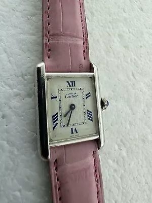 Must De CARTIER LADIES TANK QUARTZ 2416 STERLING SILVER 0071 • $1099