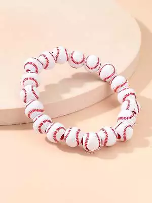 Baseball Decor Beaded Bracelet For Women Men Crafted Jewelry Stackable Bracelets • $6.32