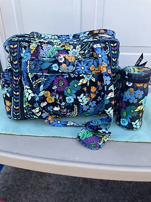 Vera Bradley Diaper Bag Make A Change In Midnight Blues W/Bottle & Pacifier Case • $26