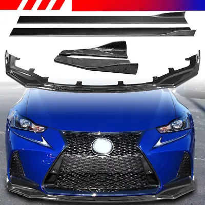 Carbon Style For Lexus IS F Sport 2017-2020 Front Rear Bumper Lip Side SKirts • $134.99