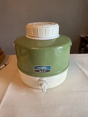 THERMOS Green & White Plastic 1 Gallon Picnic Water Jug Vintage • $10