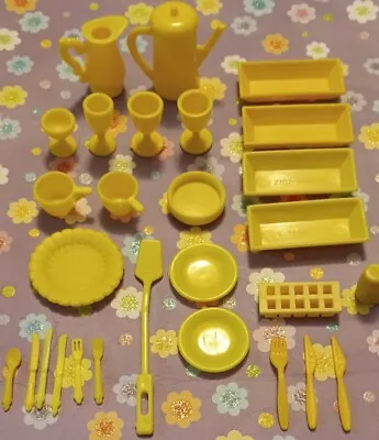 Vintage Barbie Set Of Yellow Play Kitchen Dishes 1970's-1980's  • $14.50