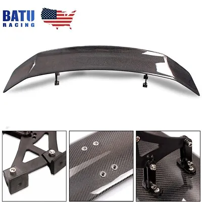 New Real Carbon Fiber V-Style Spoiler Wing With 5INCH Brackets For Universal Car • $157.99