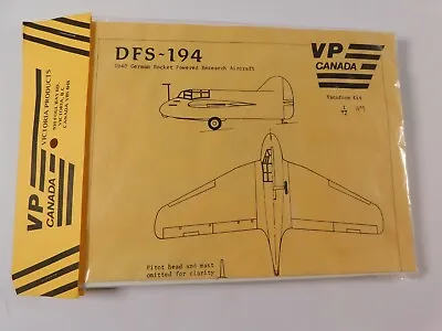 $16.32 • Buy VP Canada Vacuform Kit 9 DFS 194 1940 German Rocket Powered Research Aircraft