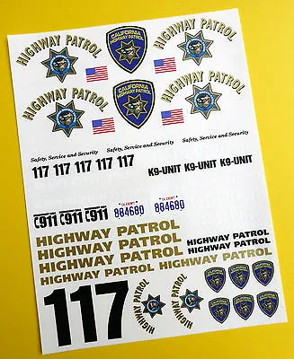 RC 10th SCALE CALIFORNIA HIGHWAY PATROL 'CHiPs'  Decals Stickers Police Tamiya • £10.95