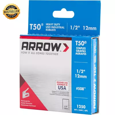 Arrow 508 Heavy Duty T50 1/2-Inch Staples 1250-Pack - Free & Fast Delivery • $4.95