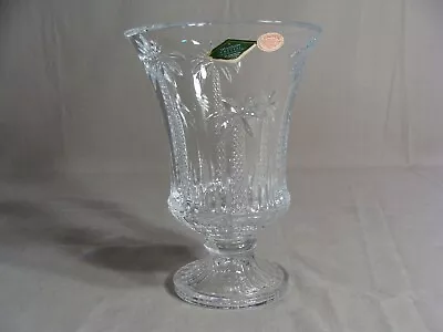 1 SHANNON 7 1/2  Tall Heavy Crystal Vase/Candle Holder With A Palm Tree Design • $30