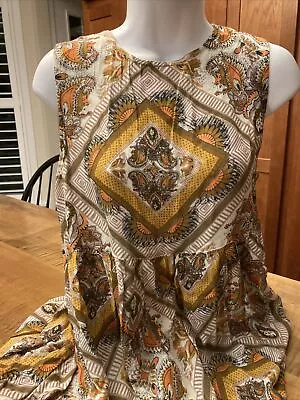 MinkPink Floral Paisley Geometric Boho Sleeveless Swing Dress Medium • $12