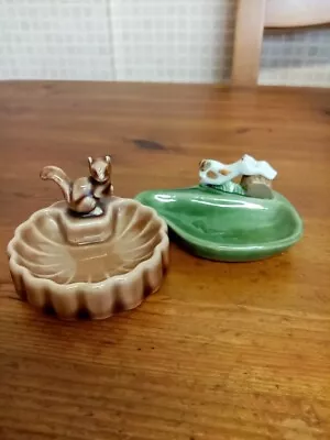 Wade Vintage 2 Small Animal Trinket Dishes One Squirrel One Dog With Poorly Tail • £5