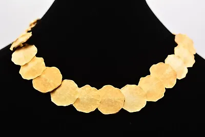 Vintage Collar Necklace Brushed Gold Matte Linked Heavy Etruscan Chunky BinAU • $67.96