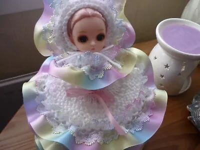 £10.95 • Buy Toilet Roll Doll & Dress Cover White/rainbow Satin With Shoes New Free Postage