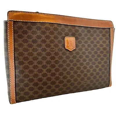 CELINE Macadam Clutch Bag Vintage Purse PVC Leather Brown Auth From JAPAN 054 • $84.99