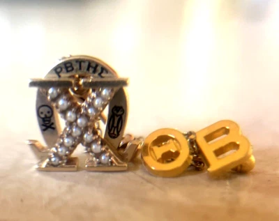 $150 • Buy Vintage 1990s 10k Solid Gold Chi Omega Sorority Pin  ((717)) Chain Omicron Beta