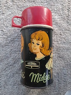 Vtg Rare Barbie Midge & Skipper Lunchbox Thermos 1965  • $48