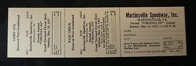 Nascar 2nd Annual Virginia 500 Full Unused Ticket 1957 Buck Baker Martinsville • $125