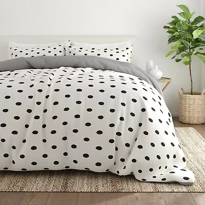 Kaycie Gray Fashion Painted Polkadot Reversible Duvet Cover Set 3PC Wrinkle Free • $27.53