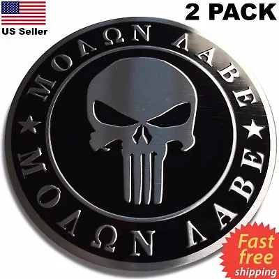 2 Pack ALUMINUM 2nd Amendment Decal Sticker Bumper Molon Labe Right To Bear Arms • $7.94