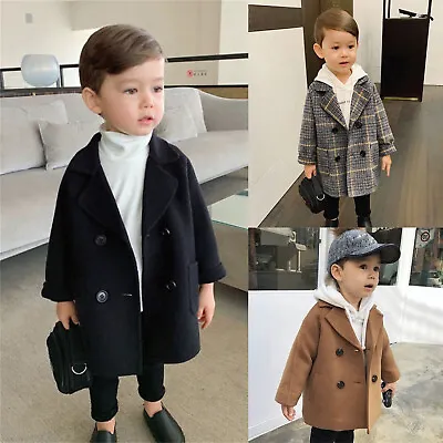 £17.48 • Buy Toddler Kids Baby Girls Boys Plaid Coat Elegant Notched Collar Double Breasted