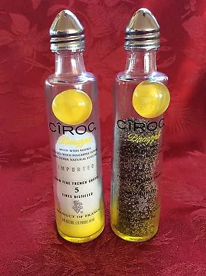 Pair CIROC Pineapple Vodka Mini Liquor 50ml Bottles UpCycled SALT PEPPER Shakers • $19.99