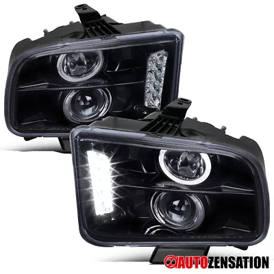 Fit 2005-2009 Ford Mustang GT LED Halo Projector Headlights Black/Smoke 05-09 • $123.99