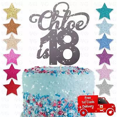 £2.75 • Buy Personalised Happy 18th Birthday Glitter Cake Topper Any Name Any Age 21 30 40
