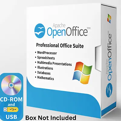 Open Office Software Suite For Windows On CD/USB - For Home And Student 2023 • $19.99