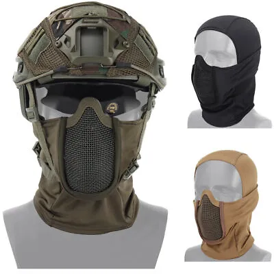 Military Airsoft Balaclava Tactical Army Mesh Steel Face Mask Headgear Skull Cap • $15.96