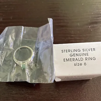 Avon Sterling Silver Genuine Emerald Ring In Box (06) Unused 2011 Sealed • $22