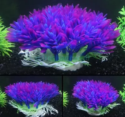 Fish Tank Aquarium Decor Accessories Artificial Water Plant Purple Plastic Grass • $16.24