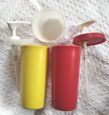 Vintage Tupperware Ketchup And Mustard Picnic Dispensers Containers • $8.99