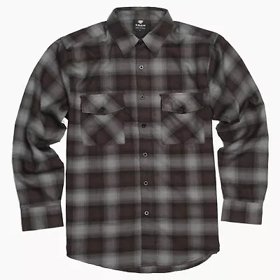 YAGO Men's Casual Plaid Flannel Long Sleeve Button Up Shirt Brown/A22 (S-5XL)  • $32.99