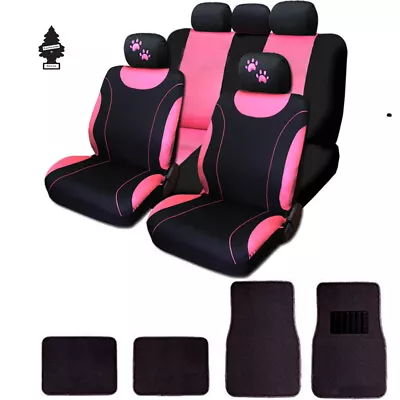 For VW New Car SUV Fabric Seat Covers Floor Mats Pink Paws Set Women Girl • $47.11