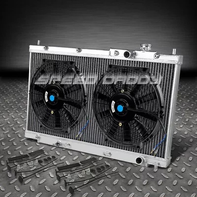 2-row Full Aluminum Racing Radiator+2x 10 Black Fan For 01-05 Civic Ex/lx/dx Mt • $117.88