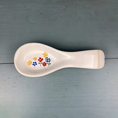 Ceramic Floral Spoon Rest Vintage Farmhouse Kitchen Utensil Holder Decor • $8.97