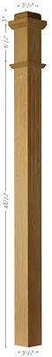 F-4075S Fluted Solid  Red Oak Plain Box Newel Post • $160.11