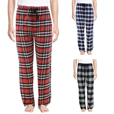 Mens Pyjama Bottoms 1 Pack Cotton PJ's Woven Check Pants Tartan Lounge Nightwear • £7.99