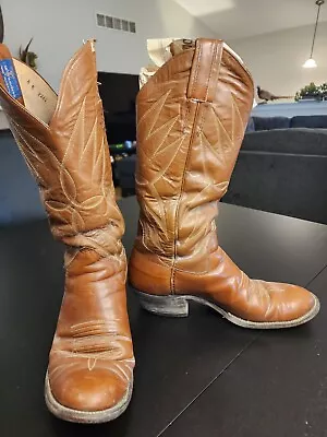 Vintage Hand Stitched Mens 8 Leather Cowboy Boots • $75